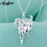 925 Silver Horse Pendant Necklace Men&Women Gift