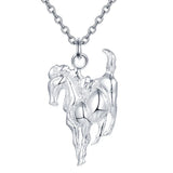 925 Silver Horse Pendant Necklace Men&Women Gift
