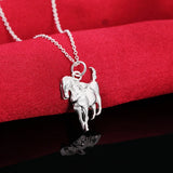 925 Silver Horse Pendant Necklace Men&Women Gift