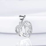 925 Silver Horse & Girl Pendant Necklace, Embrace Horse Gift