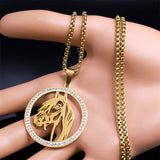 Horses Head Pendant Necklace Stainless Steel Crystal Animal Chain