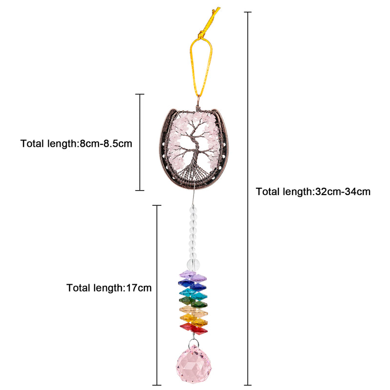 7 Chakra Tree of Life Hanging Ornament with Rainbow Crystal Ball Prism