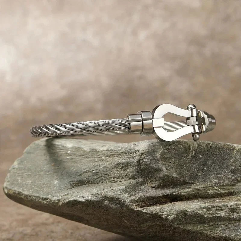 Horseshoe Bracelet Magnet Clasp Stainless Knot Chain Braided Couple Jewelry