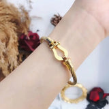 Horseshoe Bracelet Magnet Clasp Stainless Knot Chain Braided Couple Jewelry