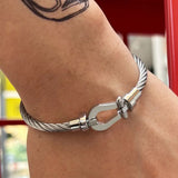 Cable Wire Chain Braided Bracelet Stainless Steel Bangle Silver Rose Plated