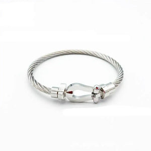 Cable Wire Chain Braided Bracelet Stainless Steel Bangle Silver Rose Plated