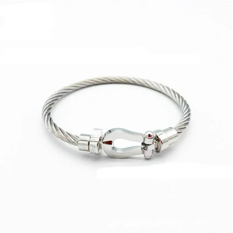 Cable Wire Chain Braided Bracelet Stainless Steel Bangle Silver Rose Plated