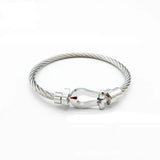 Cable Wire Chain Braided Bracelet Stainless Steel Bangle Silver Rose Plated
