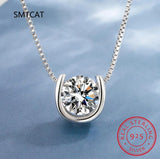 925 Silver D Moissanite Horseshoe Necklace Good Luck Pendant