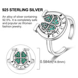 925 Silver Horseshoe Clover Finger Ring for Women
