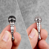 Singer Microphone Long Men Necklace Punk Stainless Steel Jewelry