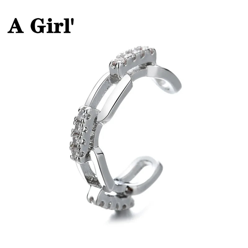 Charming Line Zircon Clip On Earrings Ear Cuff Without Piercing Jewelry