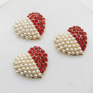 10 Pcs Two Tone Pearl Diamond Flower Crystal Metal Button Wedding Dress