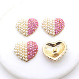 10 Pcs Two Tone Pearl Diamond Flower Crystal Metal Button Wedding Dress