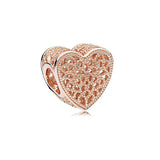 925 Sterling Silver Heart-shaped Maple Leaf Rose Pan Beads for Bracelet Making