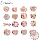 925 Sterling Silver Heart-shaped Maple Leaf Rose Pan Beads for Bracelet Making