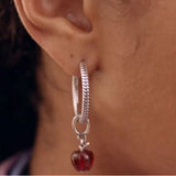 925 Silver Hoop Charm Earrings Women Jewelry Joyas