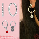 925 Silver Hoop Charm Earrings Women Jewelry Joyas