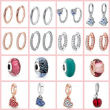 925 Silver Hoop Charm Earrings Women Jewelry Joyas
