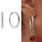 925 Silver Hoop Charm Earrings Women Jewelry Joyas