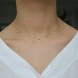 925 Silver Rotation Charm CZ Beads Choker Necklace Pendant Women Gift