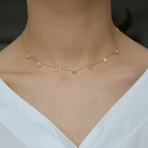 925 Silver Rotation Charm CZ Beads Choker Necklace Pendant Women Gift