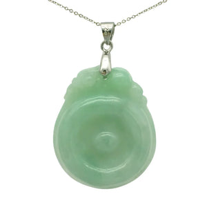 100% Natural Jade Light Green 925 Sterling Silver Pendant Chain