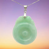 100% Natural Jade Light Green 925 Sterling Silver Pendant Chain