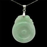100% Natural Jade Light Green 925 Sterling Silver Pendant Chain