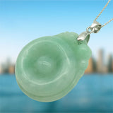 100% Natural Jade Light Green 925 Sterling Silver Pendant Chain