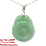 100% Natural Jade Light Green 925 Sterling Silver Pendant Chain