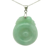 100% Natural Jade Light Green 925 Sterling Silver Pendant Chain