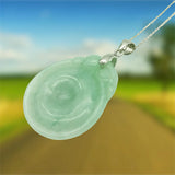 100% Natural Jade Light Green 925 Sterling Silver Pendant Chain