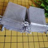 100 Pcs Gray Organza Gift Bags Wedding Jewelry Pouches Drawstring