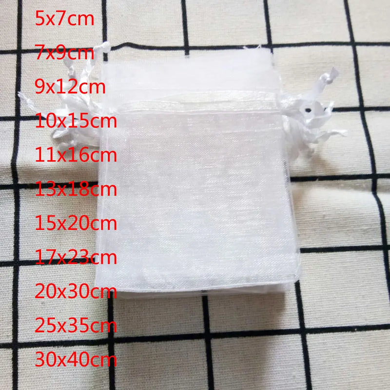 100 Pcs Organza Bags Wedding Gift Drawstring Jewelry Pouches