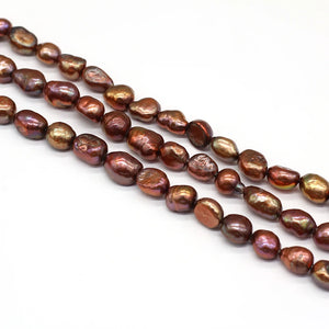 100% Real Brown Freshwater Pearl Beads 7-8mm Natural Pearls for DIY Jewelry