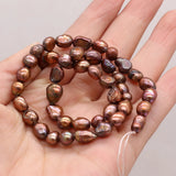 100% Real Brown Freshwater Pearl Beads 7-8mm Natural Pearls for DIY Jewelry