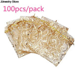100pcs/pack Organza Wedding Christmas Gift Bags 12x9cm