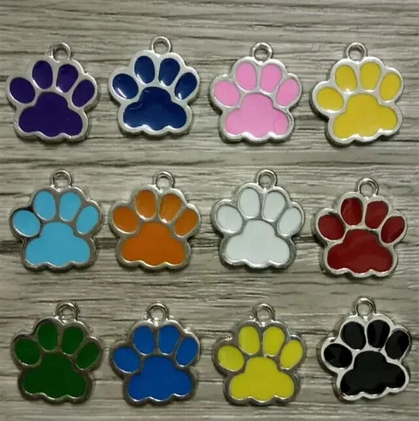 11 Color Enamel Cat/Dog Paw Charm Pendant Jewelry 50Pcs C266