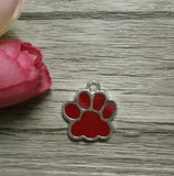 11 Color Enamel Cat/Dog Paw Charm Pendant Jewelry 50Pcs C266