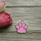 11 Color Enamel Cat/Dog Paw Charm Pendant Jewelry 50Pcs C266