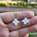 12mm Op17 Four Leaf Flower Clover Synthetic Opal Necklace Box & O Chain