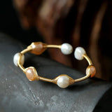 14K Filled Freshwater Pearl Cuff Bangle for Women
