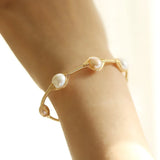14K Filled Freshwater Pearl Cuff Bangle for Women