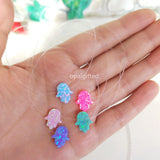 Opal Hamsa Necklace Fatima Hand Fire Opal Necklace For Women