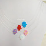 Transparent Nylon Chain Opal Hamsa Necklace Fatima Hand Fire Opal Necklace