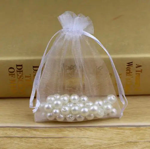 200pcs Organza Gift Bags 11x16 13x18 15x20 17x23cm Drawstring Christmas/Wedding