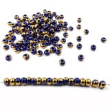 Blue Gilded Czech Glass Seed Beads DIY Jewelry 200pcs