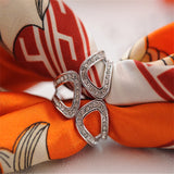 Rose Silver Plated Rhinestone Brooches Scarf Clip for Women