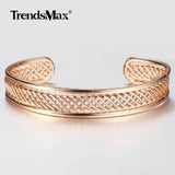 Elegant 12mm 585 Rose Cuff Bangle Bracelet for Women Girl